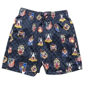 Louis Vuitton LV Swim Trunk Shorts Crest Monogram AOP Tie Navy Blue Size XL Men